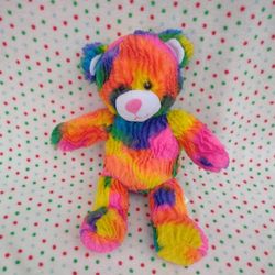 Build A Bear 16” Teddy Tie Dye Rainbow Plush Hippie Bear