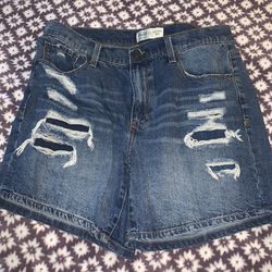WOMENS JEAN SHORTS SIZE 15 STRETCHY MIDI HIGH RISE 