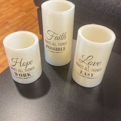 Candles Set Faith Love And Hope 