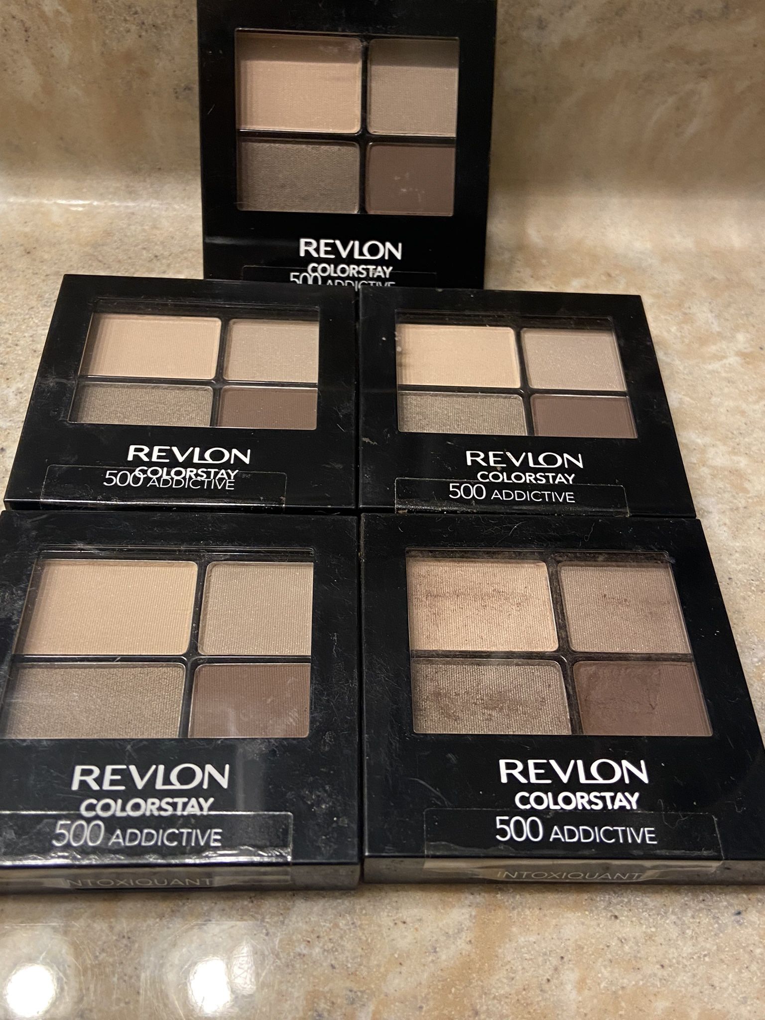 5 Revlon ColorStay 4 Shade Eyeshadow Compact. #500 Addictive. ALL NEW/SEALED. Porch Pick Up Dublin. (See pic…one compact has a single shadow that is c