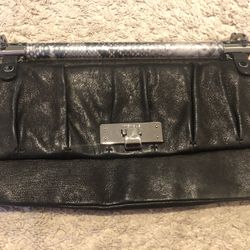 MICHELE Genuine Leather Snakeskin Handle Bag, Clutch