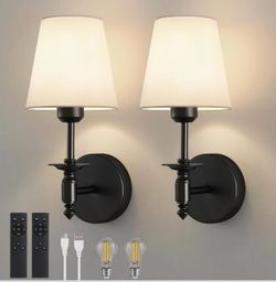 Black Sconces Set of 2 with 2 Remote