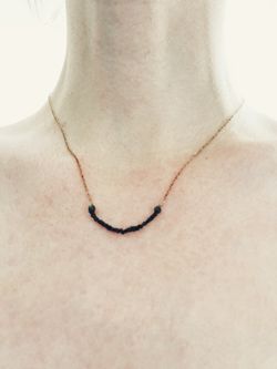 Rough black diamond and gold dainty necklace