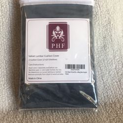 Velvet Microfiber Lumbar Cushion Zipper Covers-Blue-Grayish approximately 12”W” X 20” L.