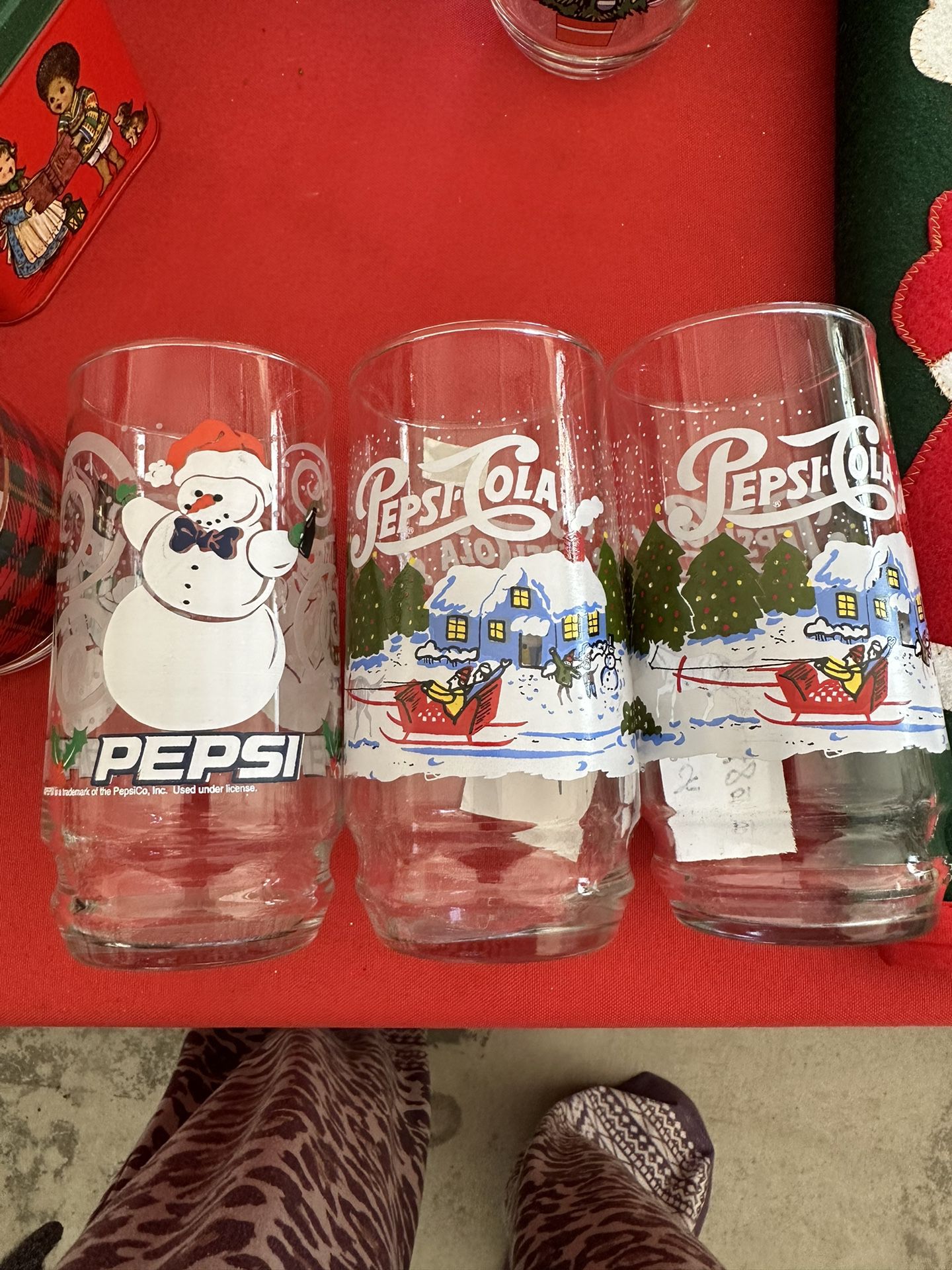 Vintage Pepsi Christmas Glasses 