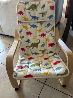 IKEA POÄNG Kids Chair with Dinosaur Cushion