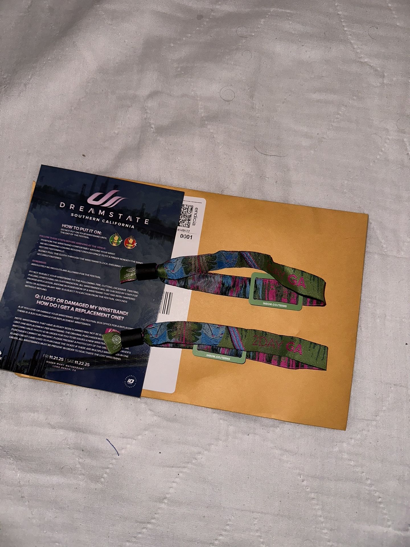 DreamState Two Wristbands Good For Both Days