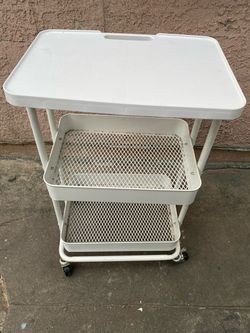 White 3-Tier Metal Rolling Storage Cart