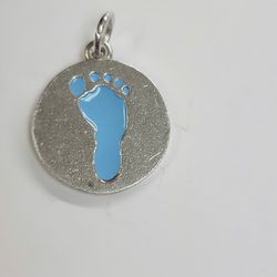 James Avery silver Enamel Blue Footprint Charm