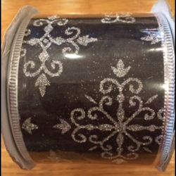 New Black Glitter Wire Ribbon 2.5" 3 Yards
