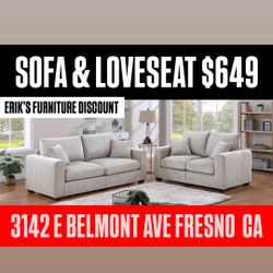 LIGHT GRAY BEIGE IVORY SOFA SET 