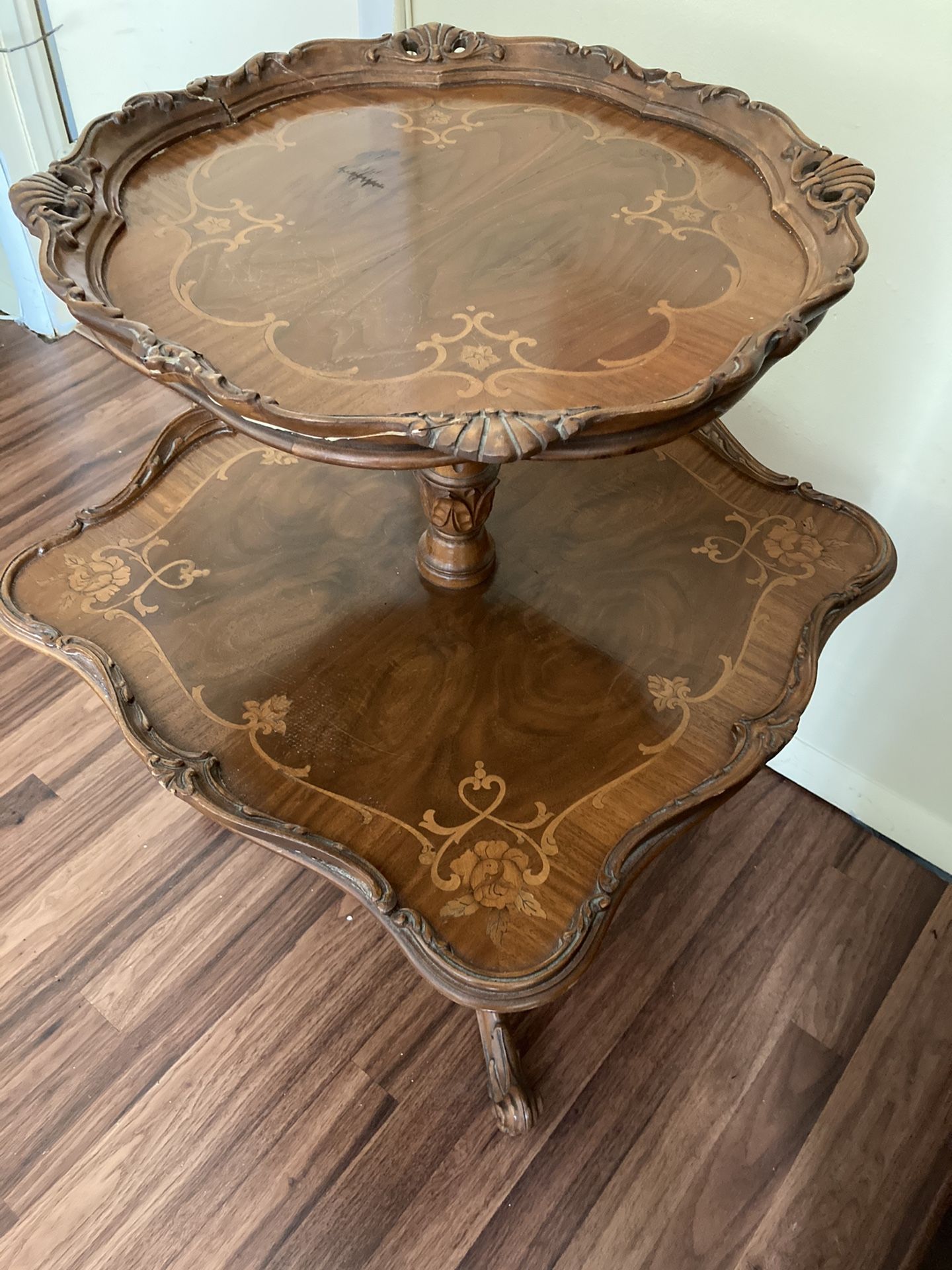 Two tier tea table antique