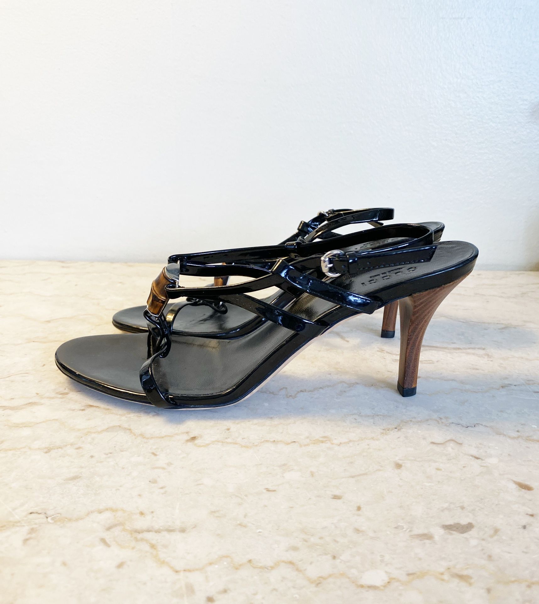 #Gucci T Strap bamboo decoration Heel Black Shoes
