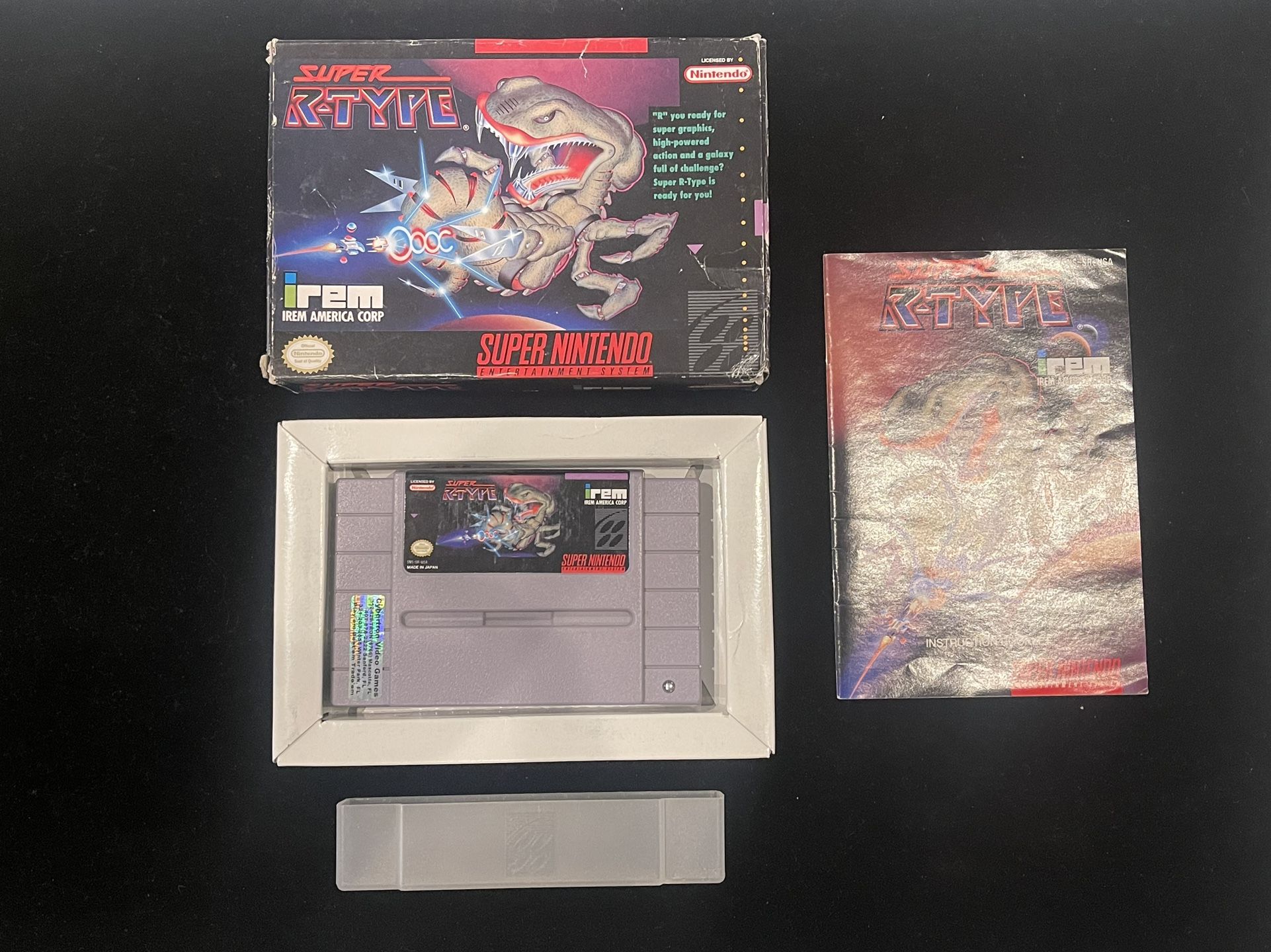 Super Nintendo SNES Super R-Type Game Cartridge CIB w/ Manual (No Poster)