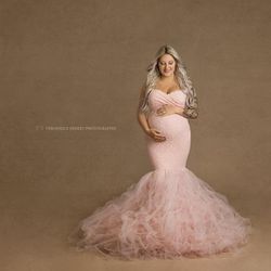 Lace Pink Maternity Dress
