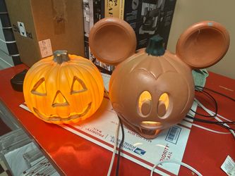Halloween Blow Mold Light-Up Pumpkin and Mickey Mouse Set