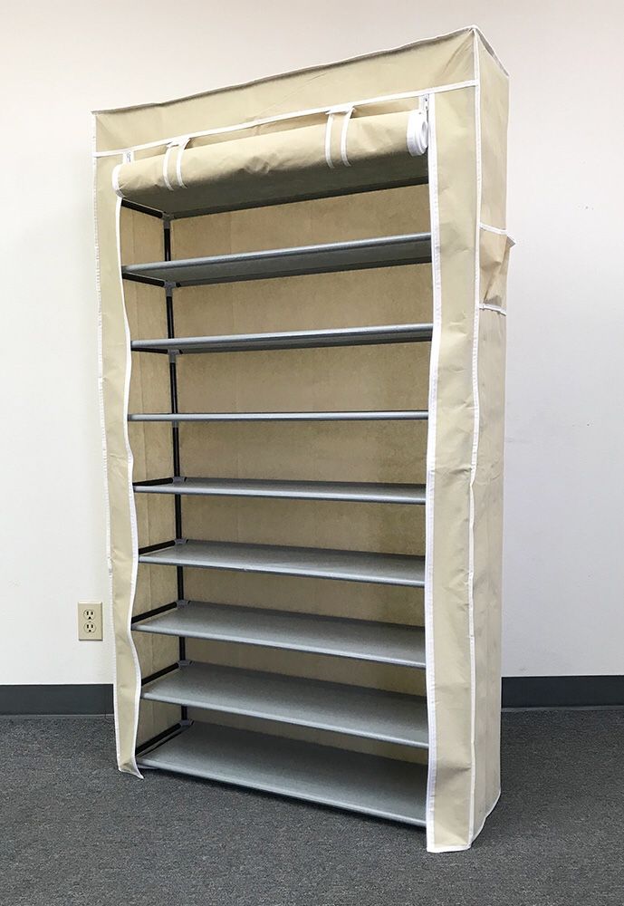 New $25 each 10-Tiers 45 Shoe Rack Closet with Fabric Cover Storage Organizer Cabinet 36x12x62”