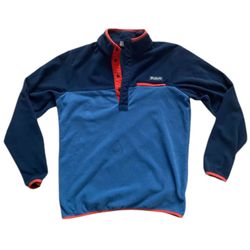 Columbia Fleece 1/4 Snap Button Pullover Jacket Blue Orange Men's Small.