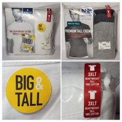 NEW Stafford Heavyweight Mens 3XLT Crew Neck T-Shirts $30 EACH PACK