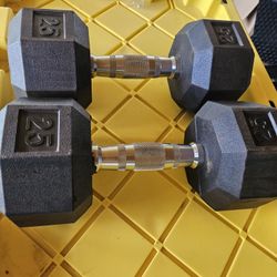 25lbs HEX RUBBERIZED DUMBELL PAIR. LIKE NEW