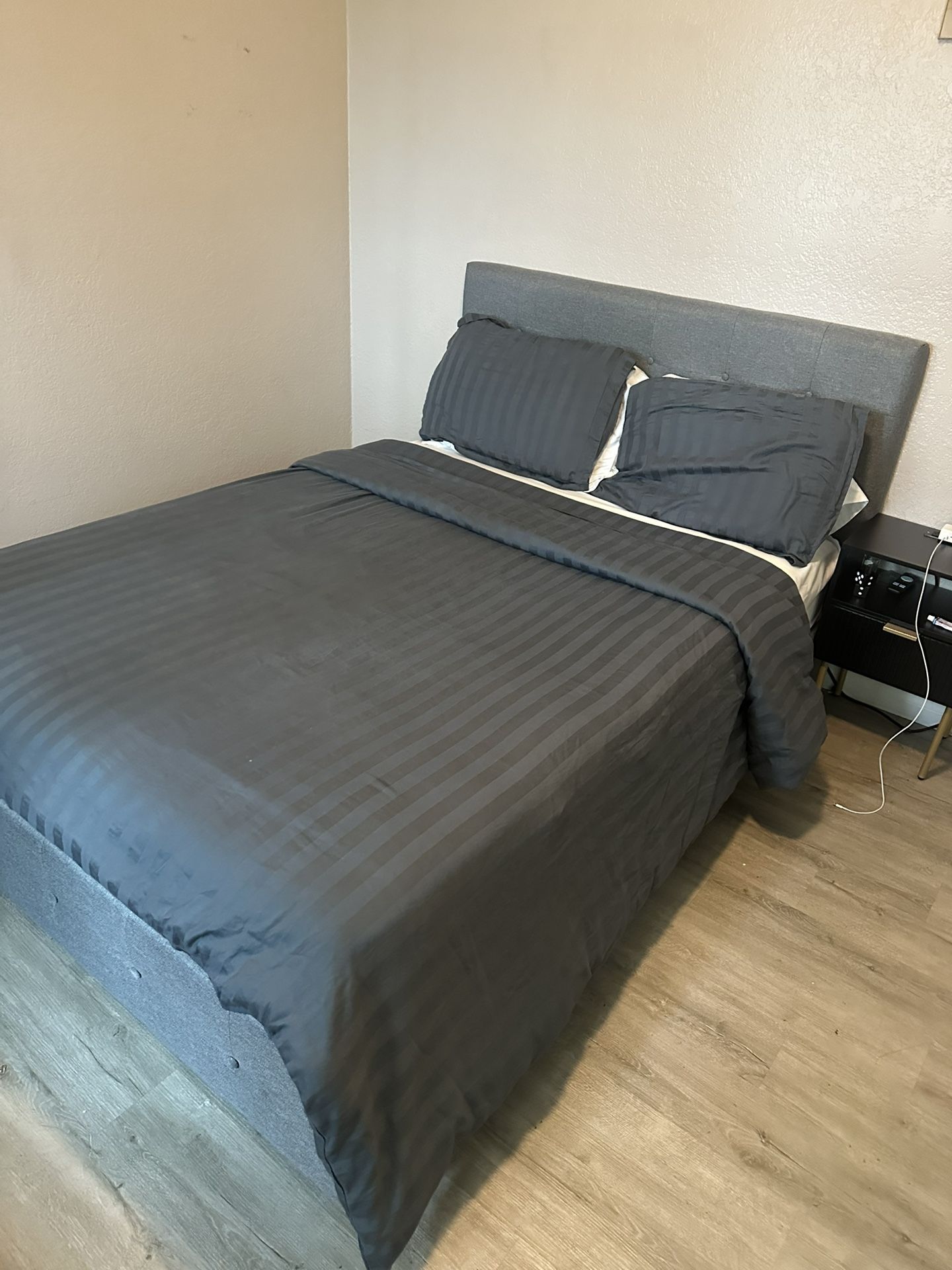 Full size bed frame with 10 inch mattress
