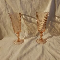 Vintage Depression Glass Champagne Flutes