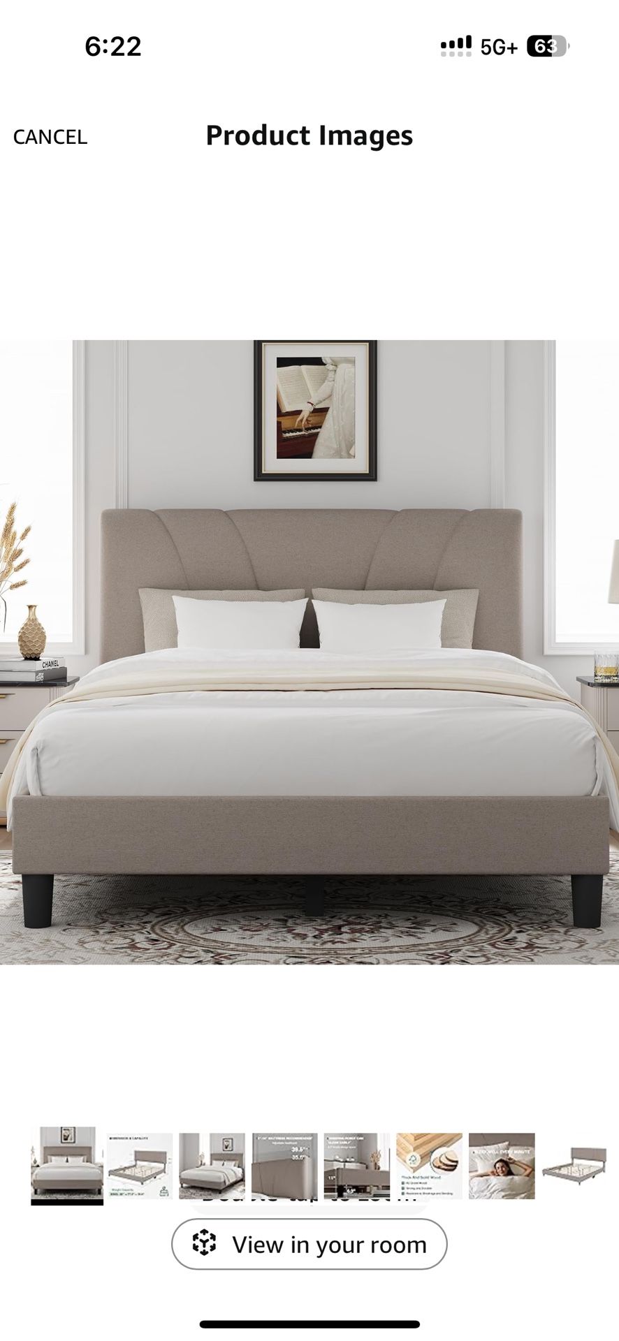 Brand New King Size Bed Frame with Adjustable Headboard Platform King Bed Frame Linen Fabric Upholstered Headboard, No Box Spring Needed, Noise-Free,
