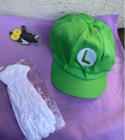 Luigi Costume Hat with Gloves and Buttons Halloween Costume