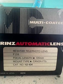 Prinz Rexatar 135mm f/2.8 Telephoto Lens Canon FTb or FD