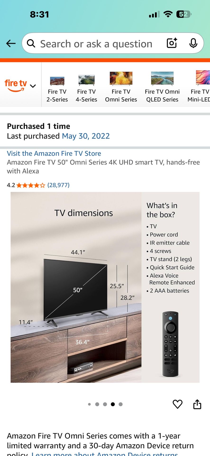 AMAZON 50” 4K FIRE TV