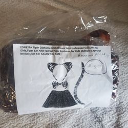 Tiger Costume With Skirt, Tiger Ears And Tail Set