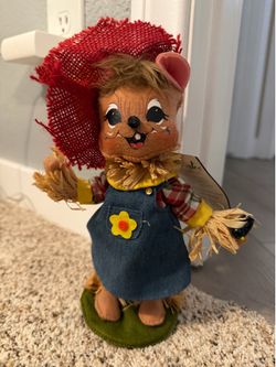 Annalee 8" Scarecrow Girl Mouse NWT 2013 Fall Harvest Thanksgiving Decor 351413
