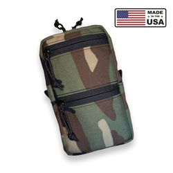 Large Tall Vertical General Purpose GP MOLLE Pouch 500D Woodland M81 Made in USA 