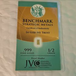 Benchmark Strategic Metals Gold Bar .999 Fine 1/2 Grain w/ Certificate