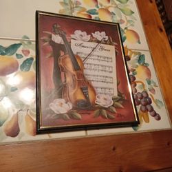 Decorative Hanging  Framed Art Of Amazing Grace  Sheet Music And Violin 