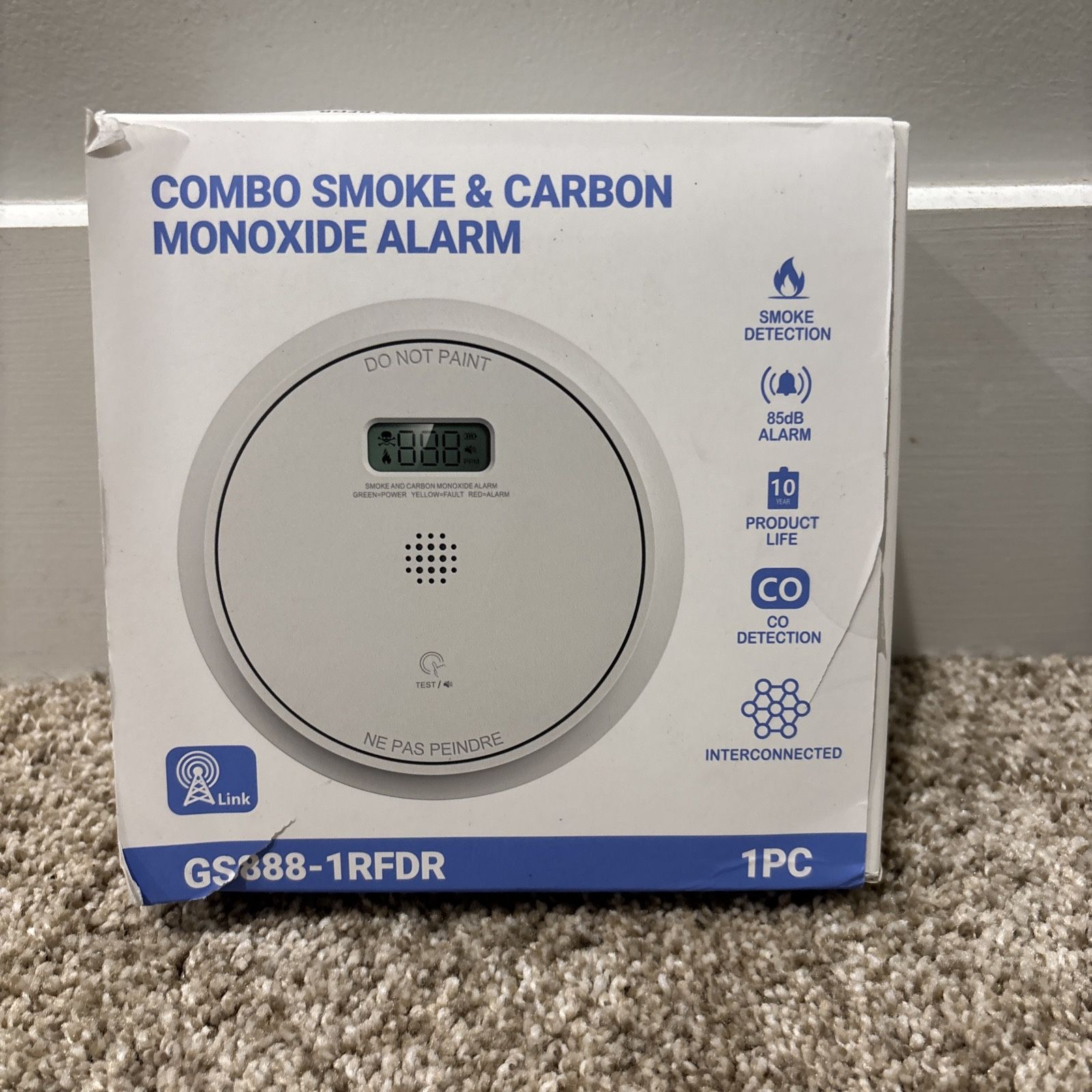 Ecoey Combo Smoke & Carbon Monoxide Alarm 2-in-1 CO Detector - NEW
