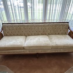 Vintage Velvet Tufted Couch & Love seat