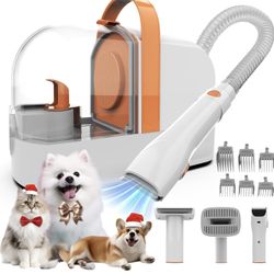 Aspiradora de aseo para perros, kit de aseo para perros con cortaúñas para mascotas, aspiradora de aseo de pelo de mascotas de 12,000 Pa para perros, 