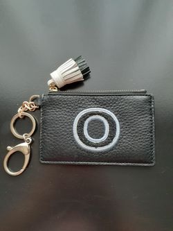 Tory Burch-Black Tassel Leather 'O' Monogram Card Case, EUC