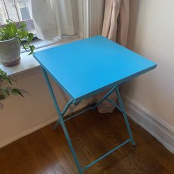 Blue outdoor folding table 