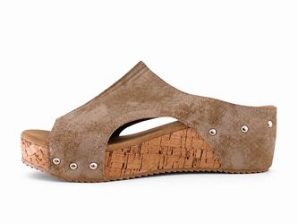 - [ 11]  Women’s Brown Studded Slide Slip-On Wedge Sandals Faux Leather Sz 11