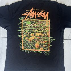 Stussy Butterfly Bloom Tee Size Large Black Double Sided 