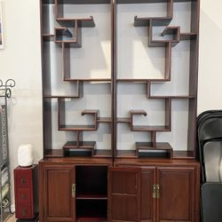 2 Asian Inspired Cabinets With Shelves
