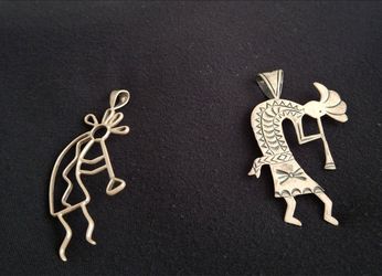 2 LARGE 925 SILVER KOKOPELLI PENDANTS