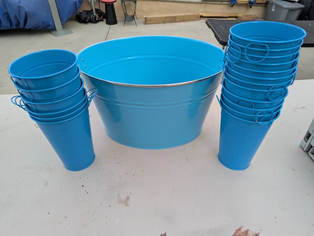 Blue Metal Buckets - $25 Set