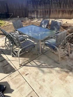 Outdoor dining table and chairs