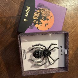 Glass Stones Halloween Spider Pin