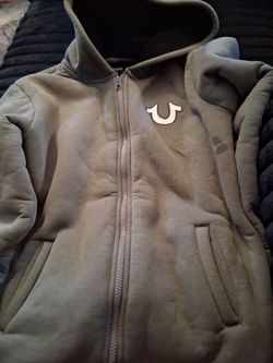 Dark green Gold And White True religion hoodie (new)