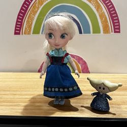 DISNEY PRINCESS ELSA ANIMATOR DOLL - 5 INCH WITH HER GLITTERY DOLL