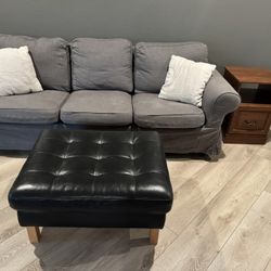 IKEA Couch, Side Table, and Ottoman 